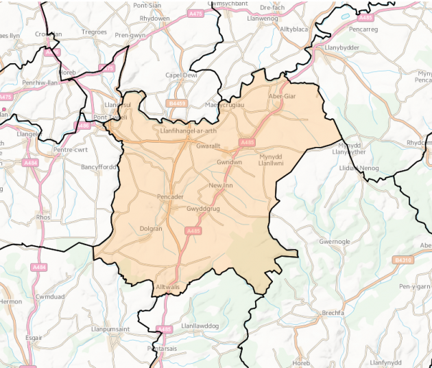 llanfihangel-ar-arth-map